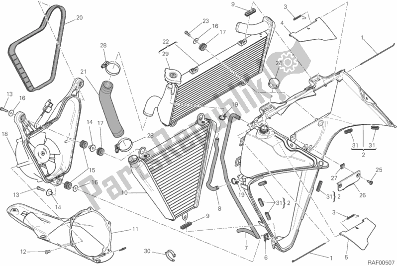 Toutes les pièces pour le Refroidisseur D'eau du Ducati Superbike 1299 ABS Brasil 2016
